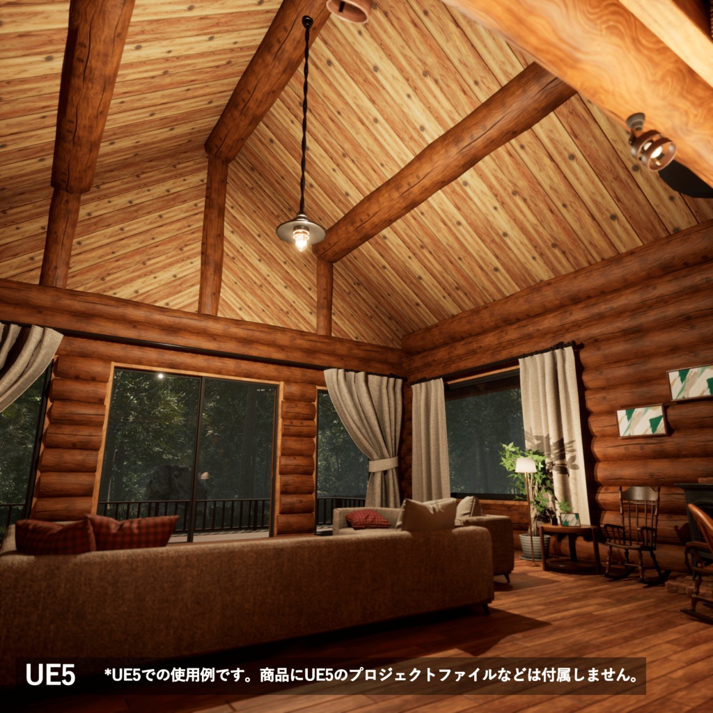 【3Dモデルセット】ログハウス unitypacage付き