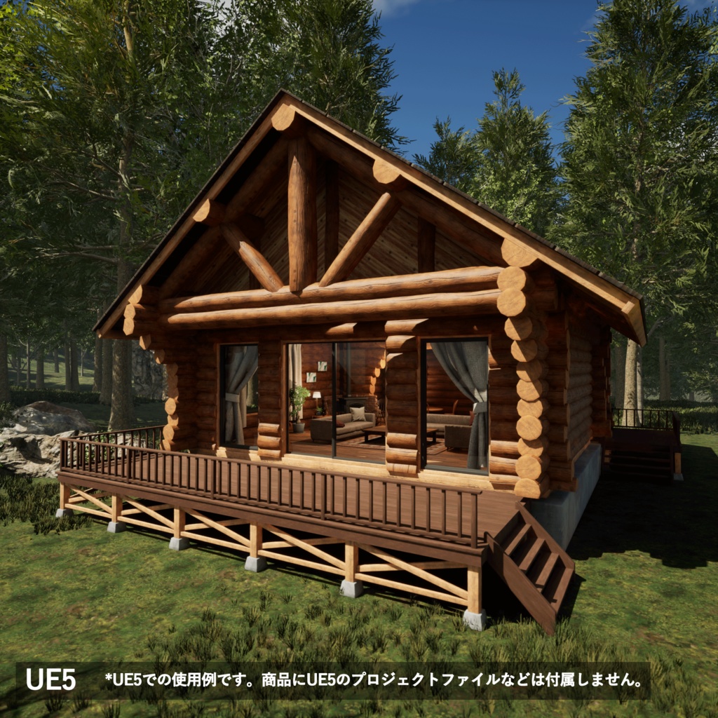 【3Dモデルセット】ログハウス unitypacage付き
