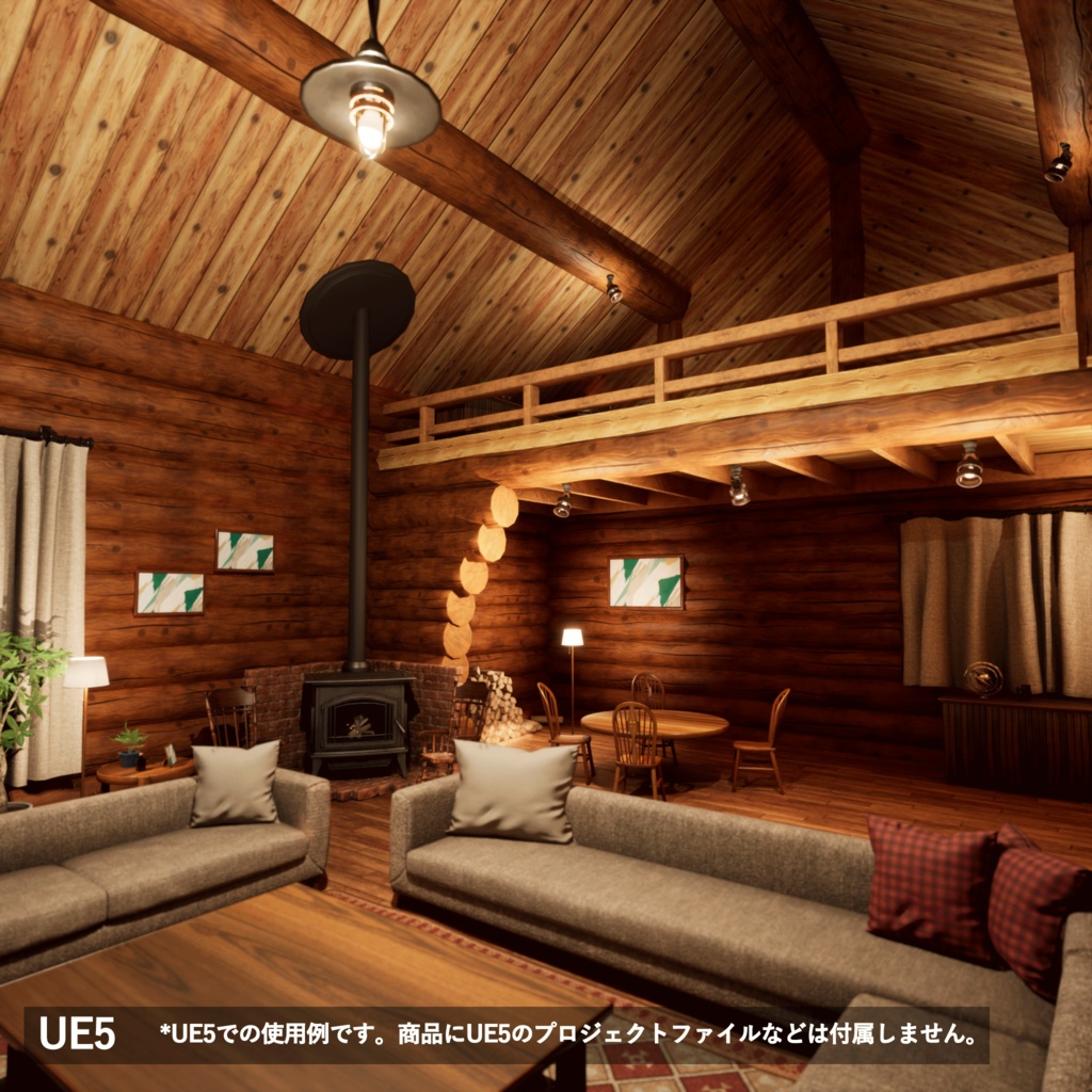 【3Dモデルセット】ログハウス unitypacage付き