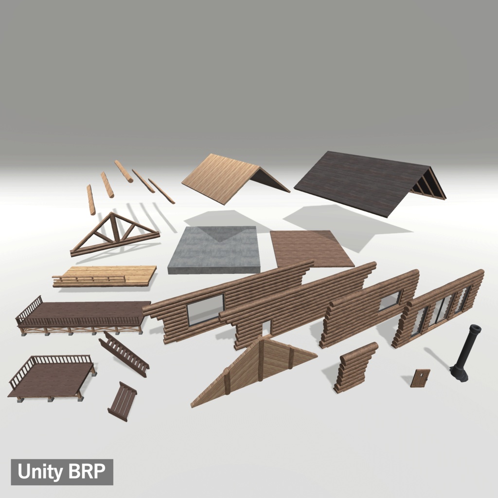 【3Dモデルセット】ログハウス unitypacage付き
