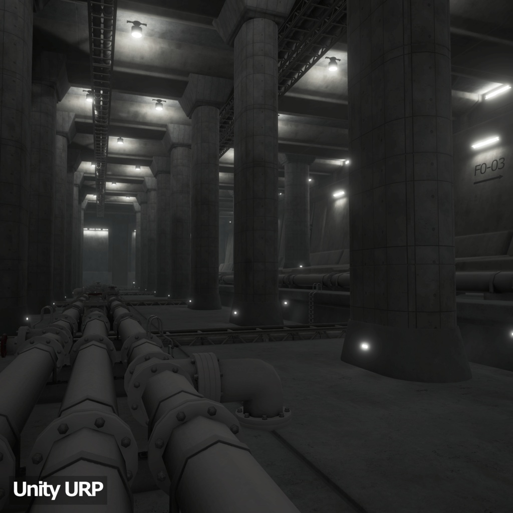 【3D環境アセット】コンクリートホール-巨大地下施設
