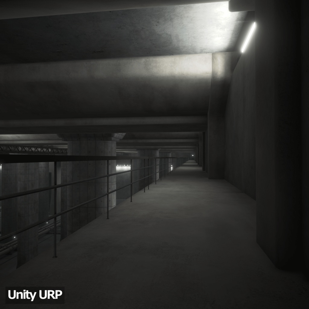 【3D環境アセット】コンクリートホール-巨大地下施設