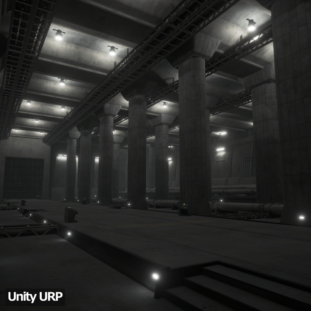 【3D環境アセット】コンクリートホール-巨大地下施設