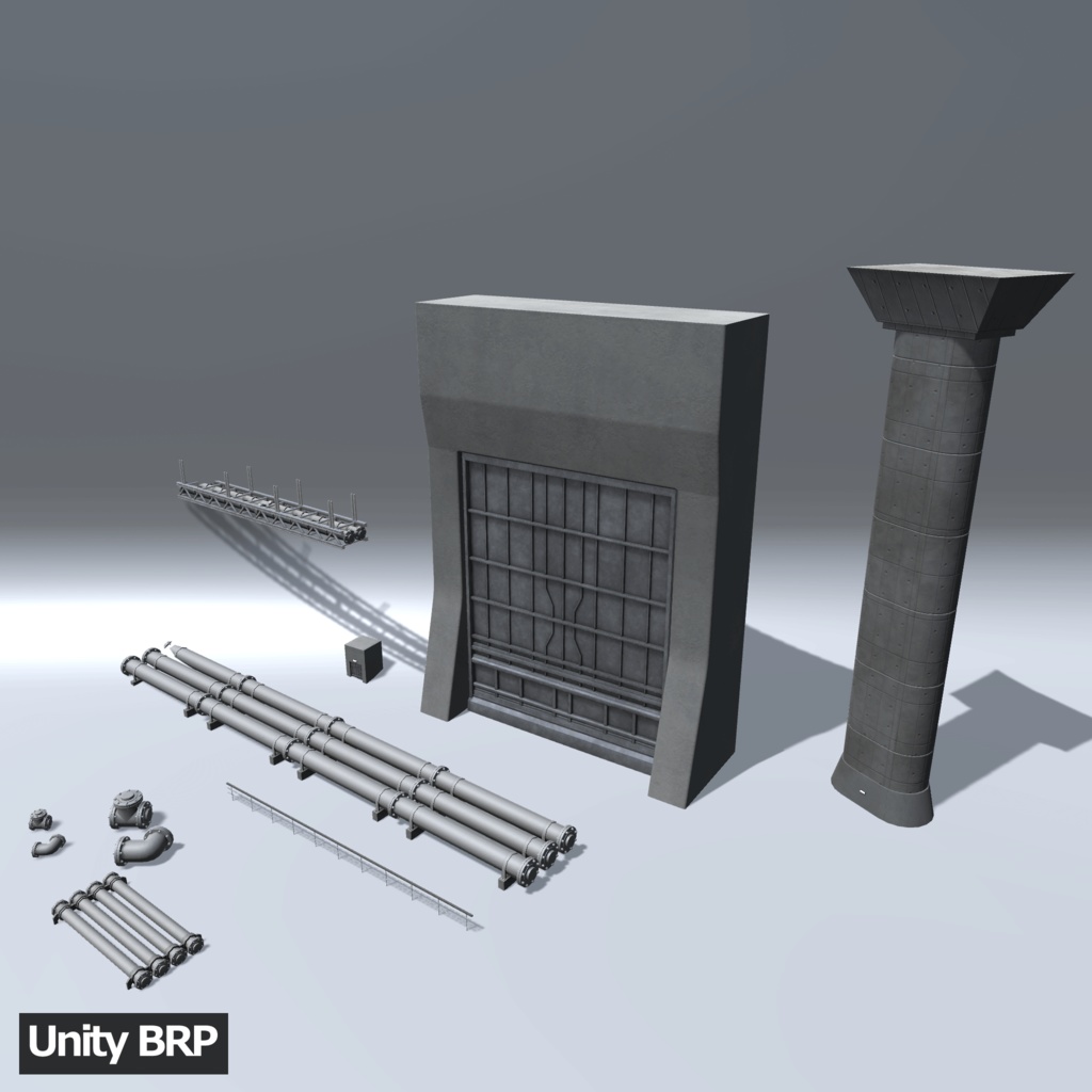 【3D環境アセット】コンクリートホール-巨大地下施設