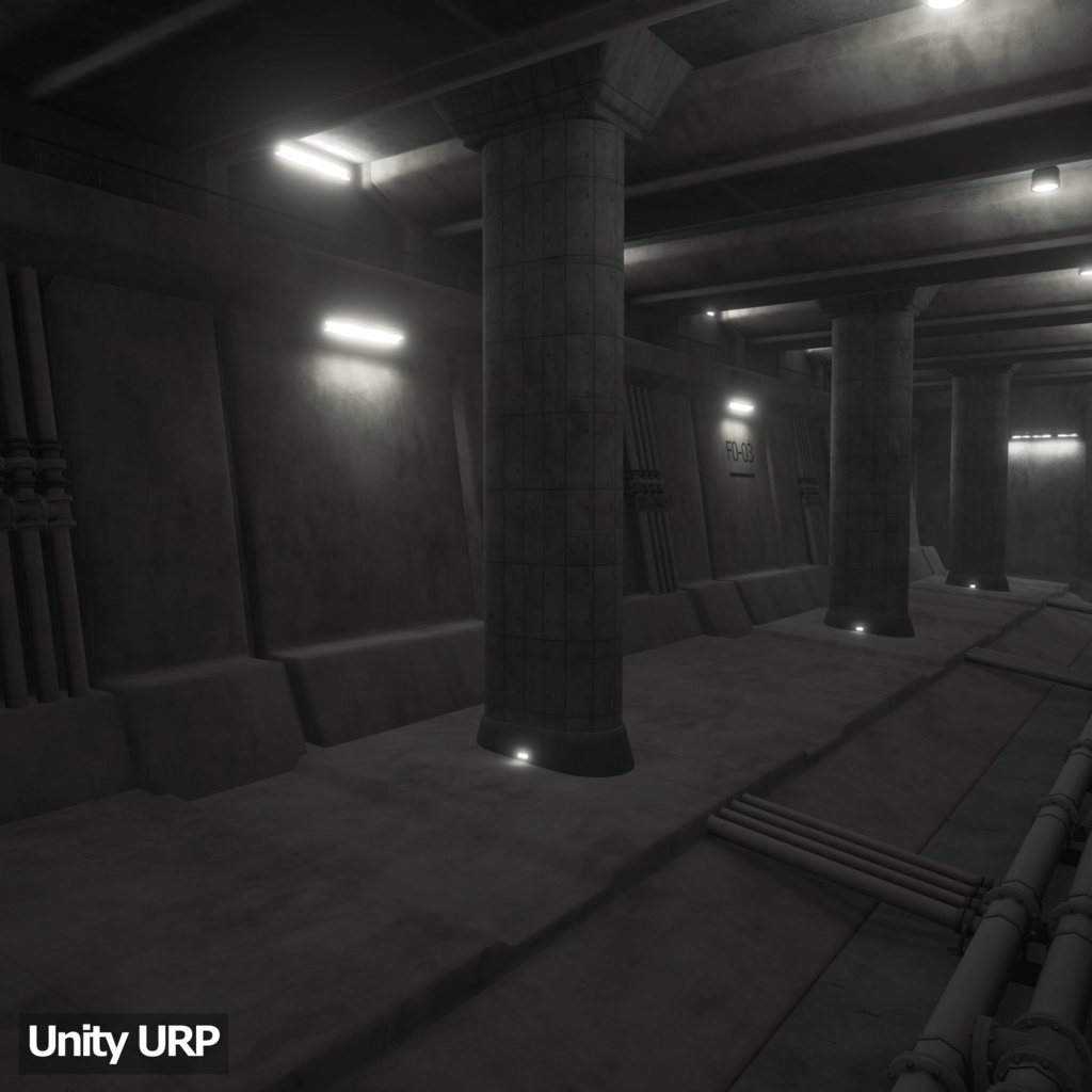 【3D環境アセット】コンクリートホール-巨大地下施設