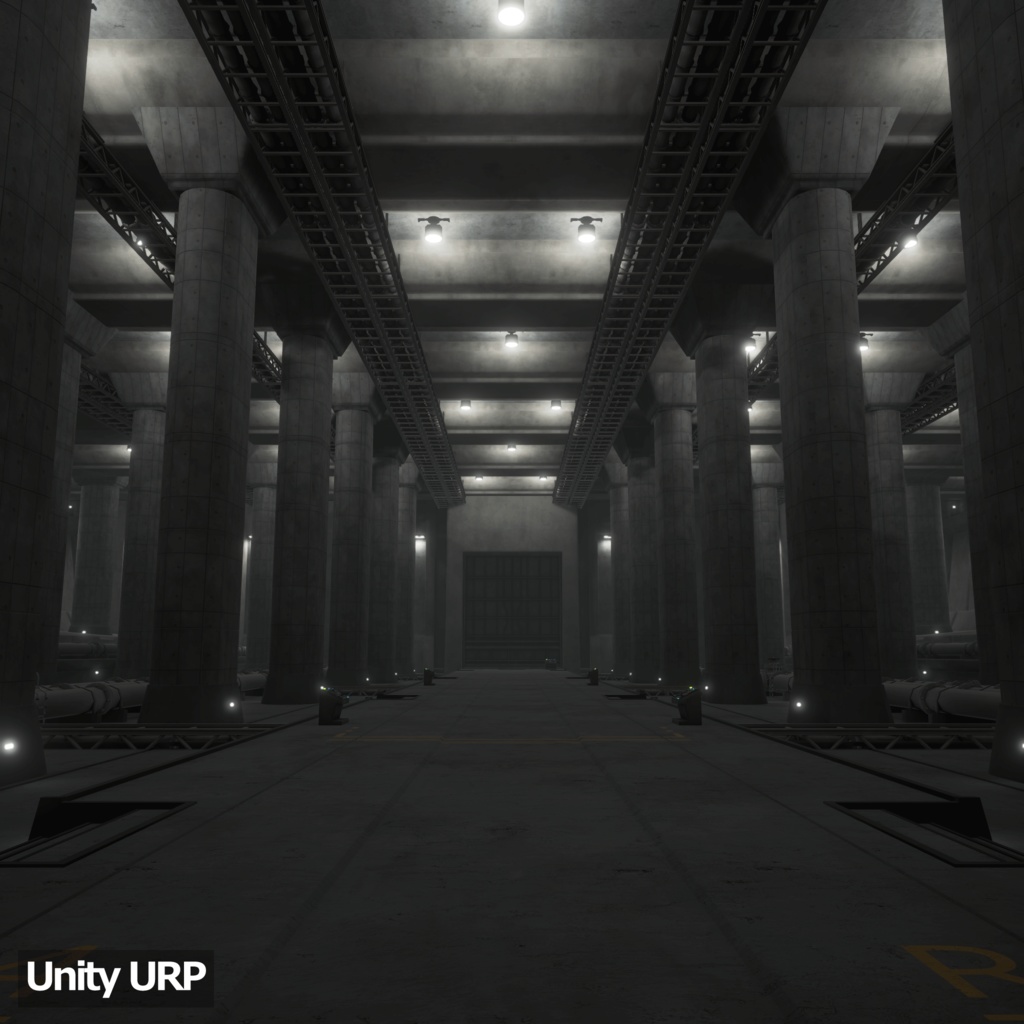 【3D環境アセット】コンクリートホール-巨大地下施設