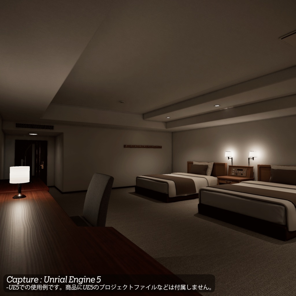 【3D環境アセット】ホテルの客室と廊下