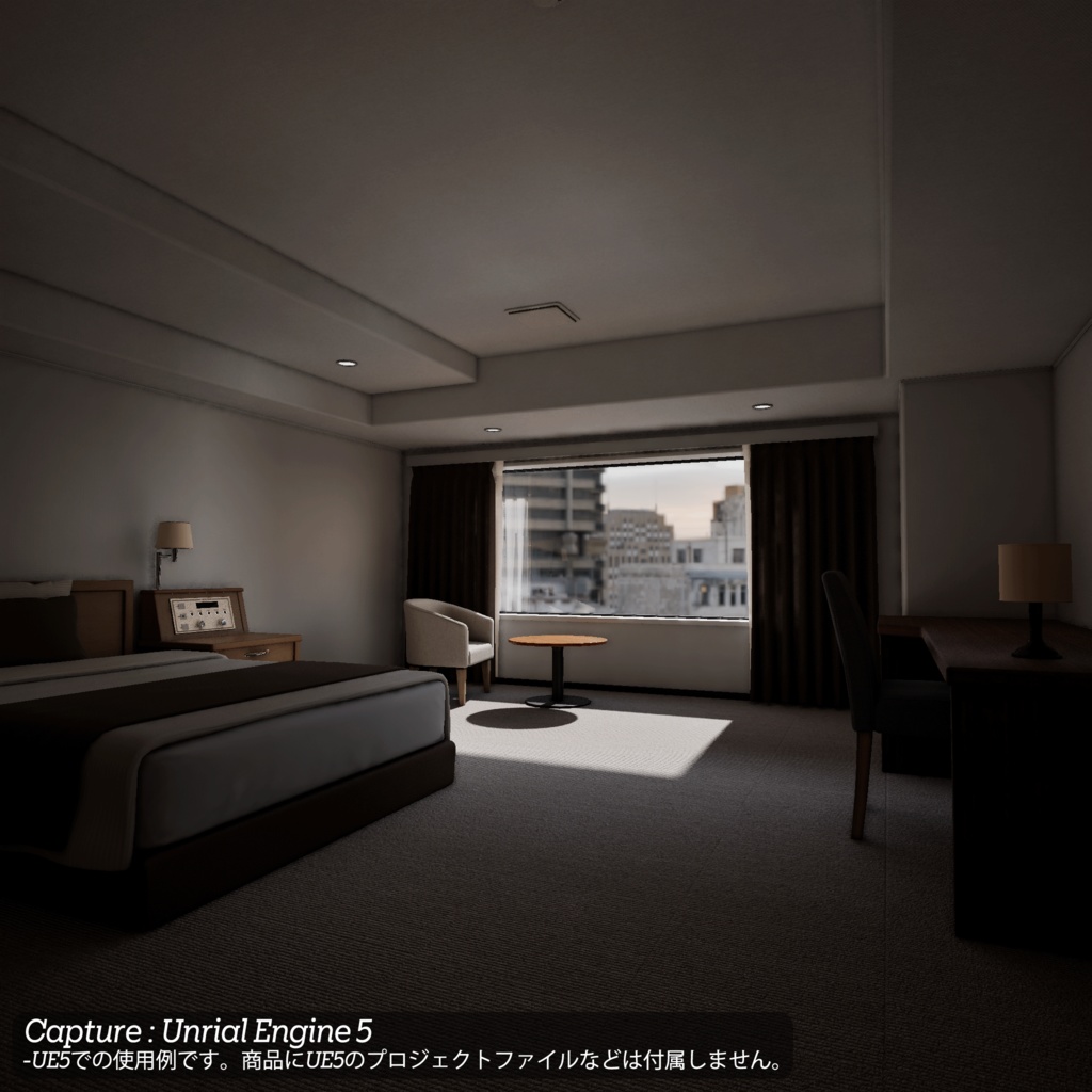 【3D環境アセット】ホテルの客室と廊下