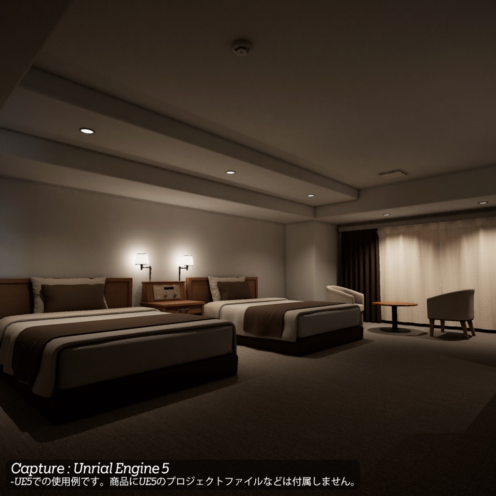 【3D環境アセット】ホテルの客室と廊下
