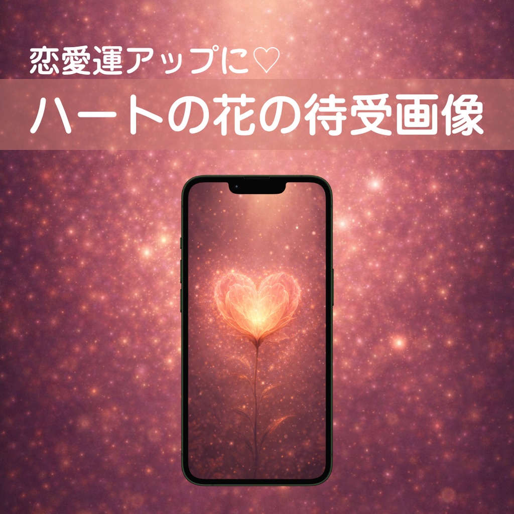 恋愛運を呼び込む光るハートの花｜スマホ壁紙