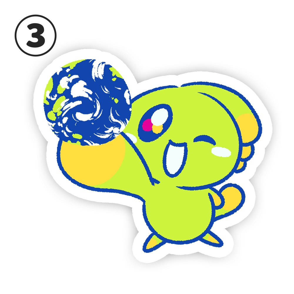 宇宙産のたこちゃんステッカー