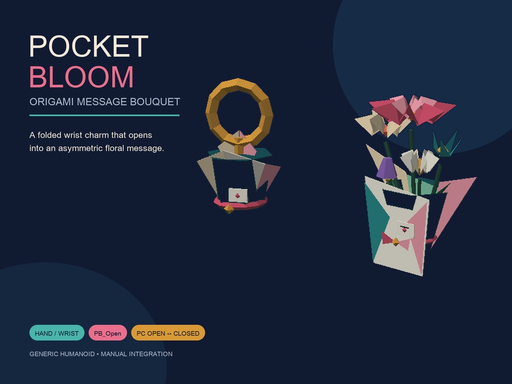 Pocket Bloom|折り紙メッセージブーケ|Generic Humanoid Hand/Wrist VRChatアクセサリー