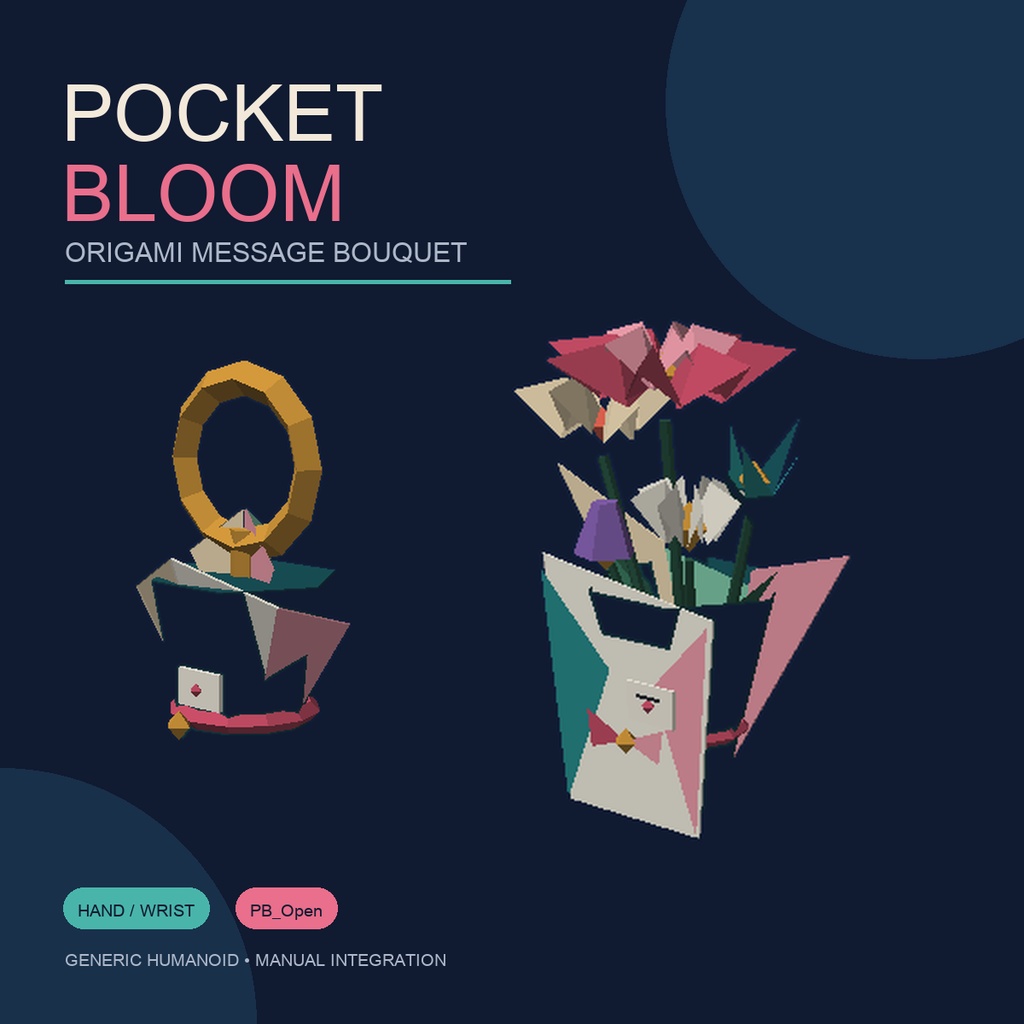 Pocket Bloom｜折り紙メッセージブーケ｜Generic Humanoid Hand/Wrist VRChatアクセサリー