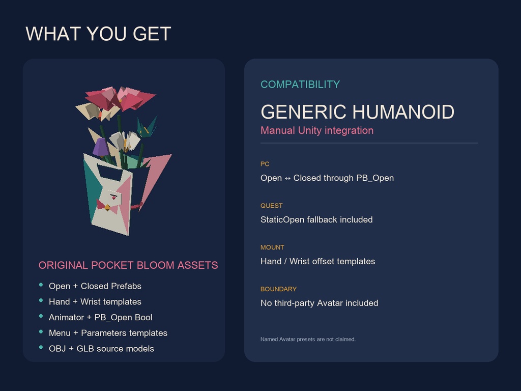 Pocket Bloom|折り紙メッセージブーケ|Generic Humanoid Hand/Wrist VRChatアクセサリー