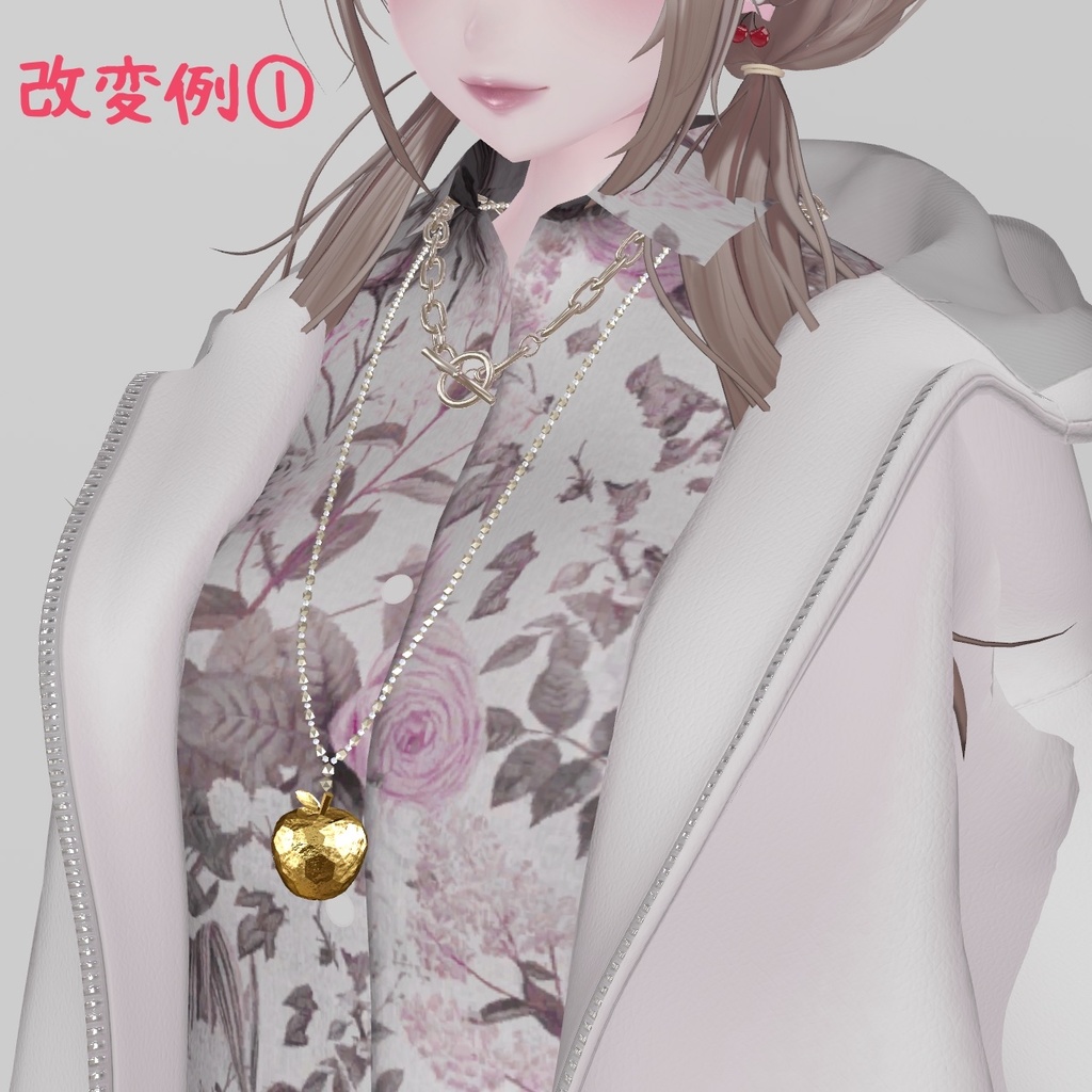 りんごのロングネックレス【チャームが揺れる】