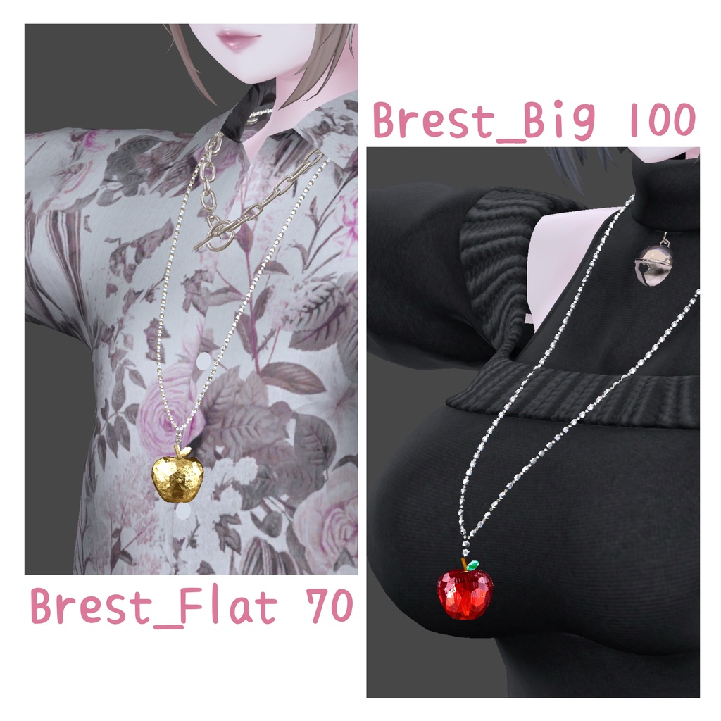 りんごのロングネックレス【チャームが揺れる】