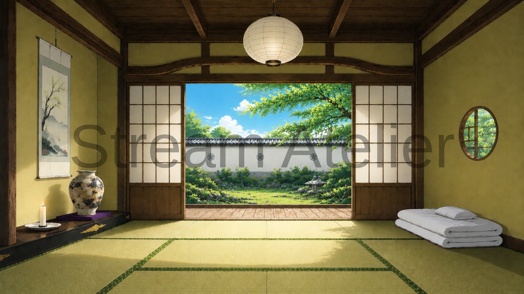 【VTuber向け配信背景】四季を感じる和室配信部屋|春夏秋冬背景8種+透過素材36点セット【OBS対応】