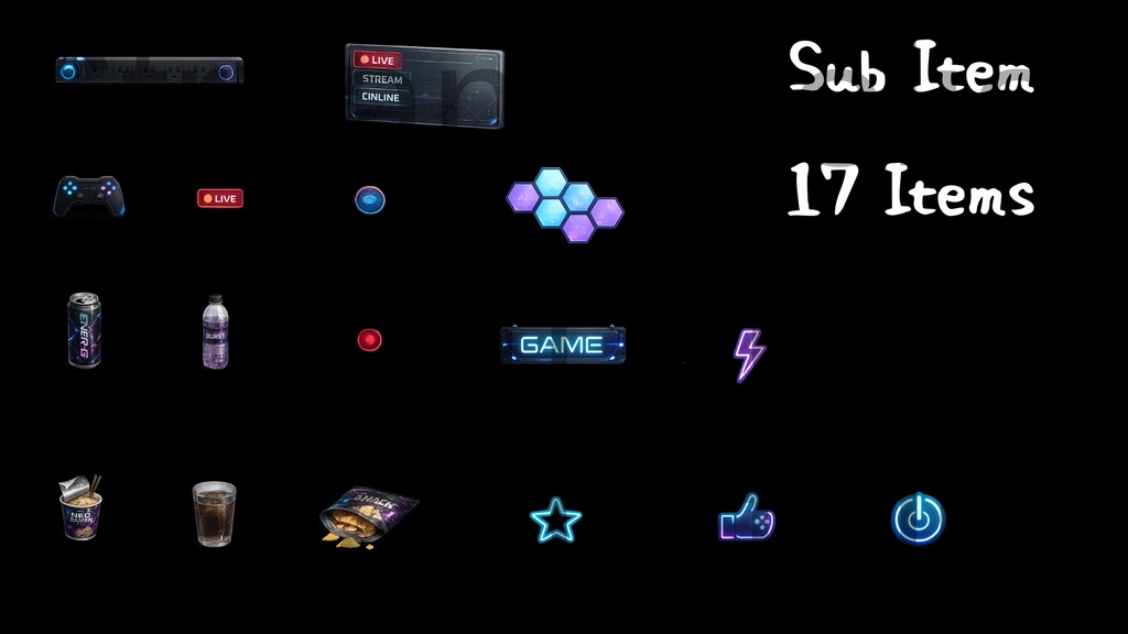 【VTuber向け配信背景】コンテナのゲーミング部屋|配信背景4種+待機終了2種+透過素材32点セット【OBS対応】