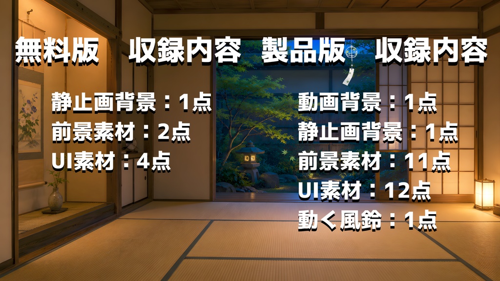 【動く背景】夕涼みの縁側と夏の風鈴┃動く背景+透過素材:計26点セット【VTuber向け配信素材】【OBS対応】