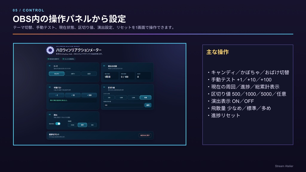 【わんコメテンプレート/OBS対応】YouTubeリアクションメーター|ハロウィン3種セット(キャンディ・かぼちゃ・おばけ)【VTuber配信素材】