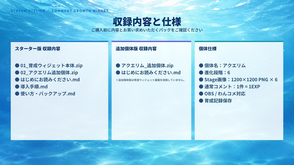【OBS・わんコメ対応】コメントで育つ育成ウィジェット|アクエリム|6段階進化・コメント連動