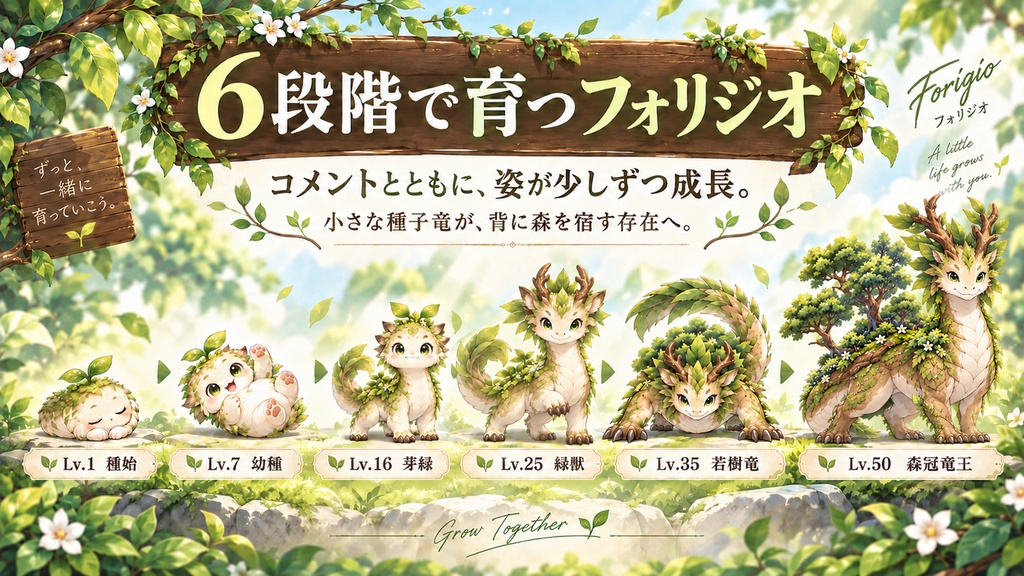 【OBS / わんコメ対応】コメントで育つ育成ウィジェット|6段階進化・植物竜「フォリジオ」|スターター版 / 追加個体版【VTuber・配信者向け】