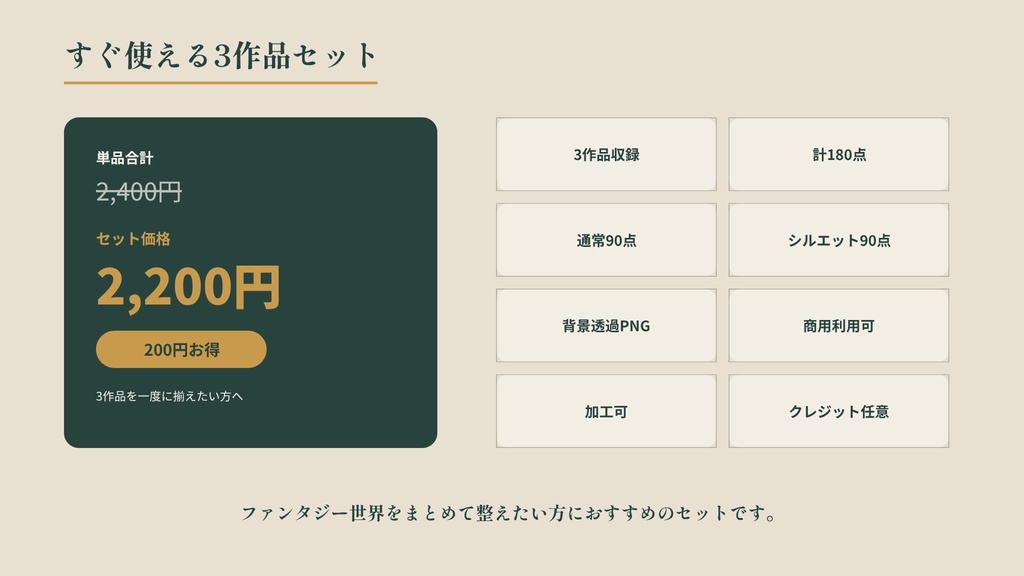 【計180点/3作セット/200円お得】ファンタジー世界構築スターターセット|冒険者・従獣・街NPC【TRPG・ゲーム向け/透過PNG】