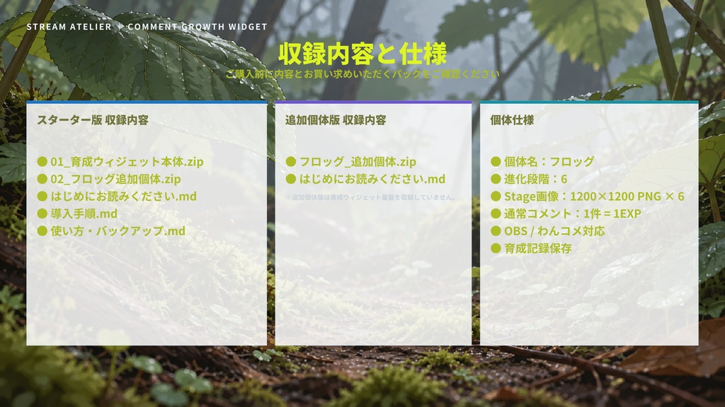 【OBS・わんコメ対応】コメントで育つ育成ウィジェット|フロッグ|6段階進化・コメント連動