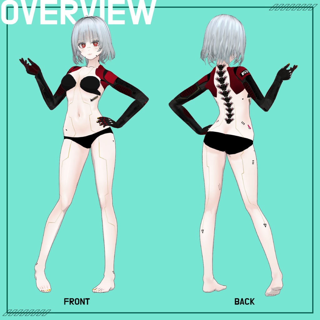 【VRoid】Cyberpunk Costume Set No.2 (なりきりサイボーグセット) texture & vroiditem
