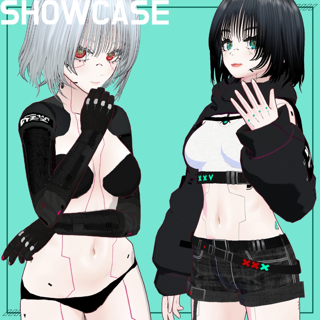 【VRoid】Cyberpunk Costume Set No.2 (なりきりサイボーグセット) texture & vroiditem