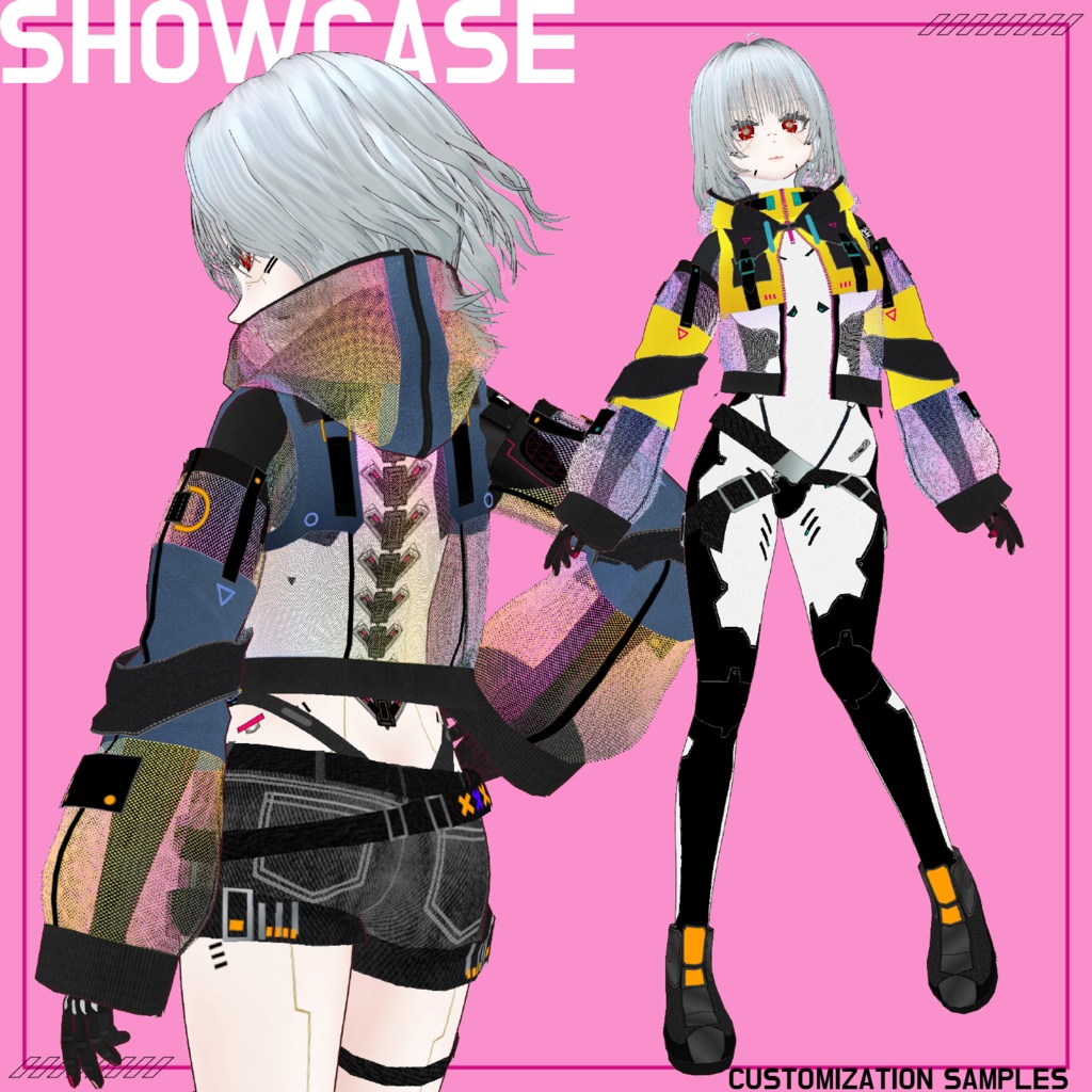 【VRoid】Cyberpunk Costume Set No.3 (オーロラメッシュジャケット+ストリートセット) texture & vroiditem #Azuver