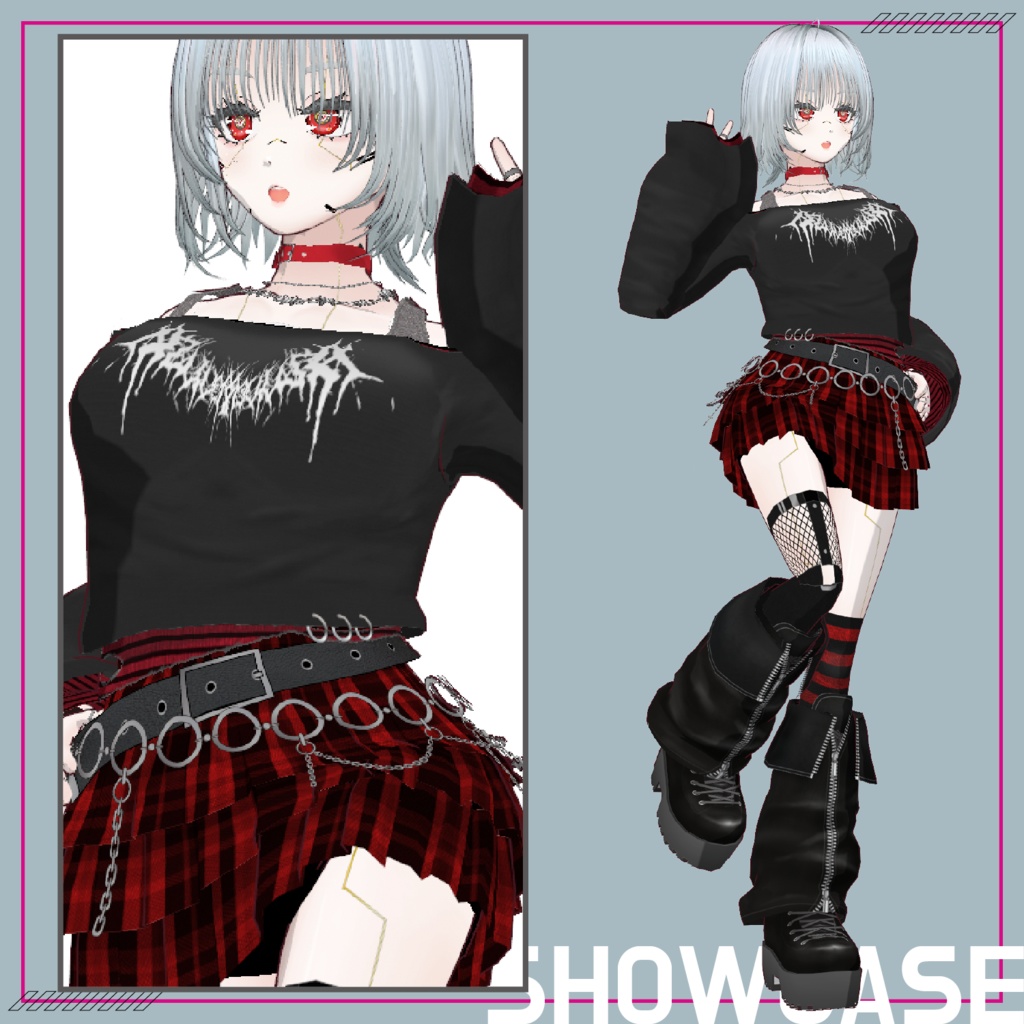【VRoid】Street Girl Costume Set No.1 (ストリートガールセットアップ) texture & vroiditem #Azuver
