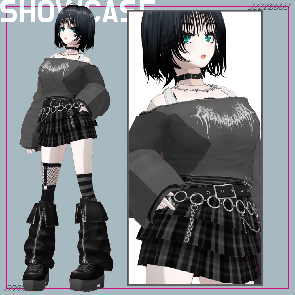 【VRoid】Street Girl Costume Set No.1 (ストリートガールセットアップ) texture & vroiditem #Azuver