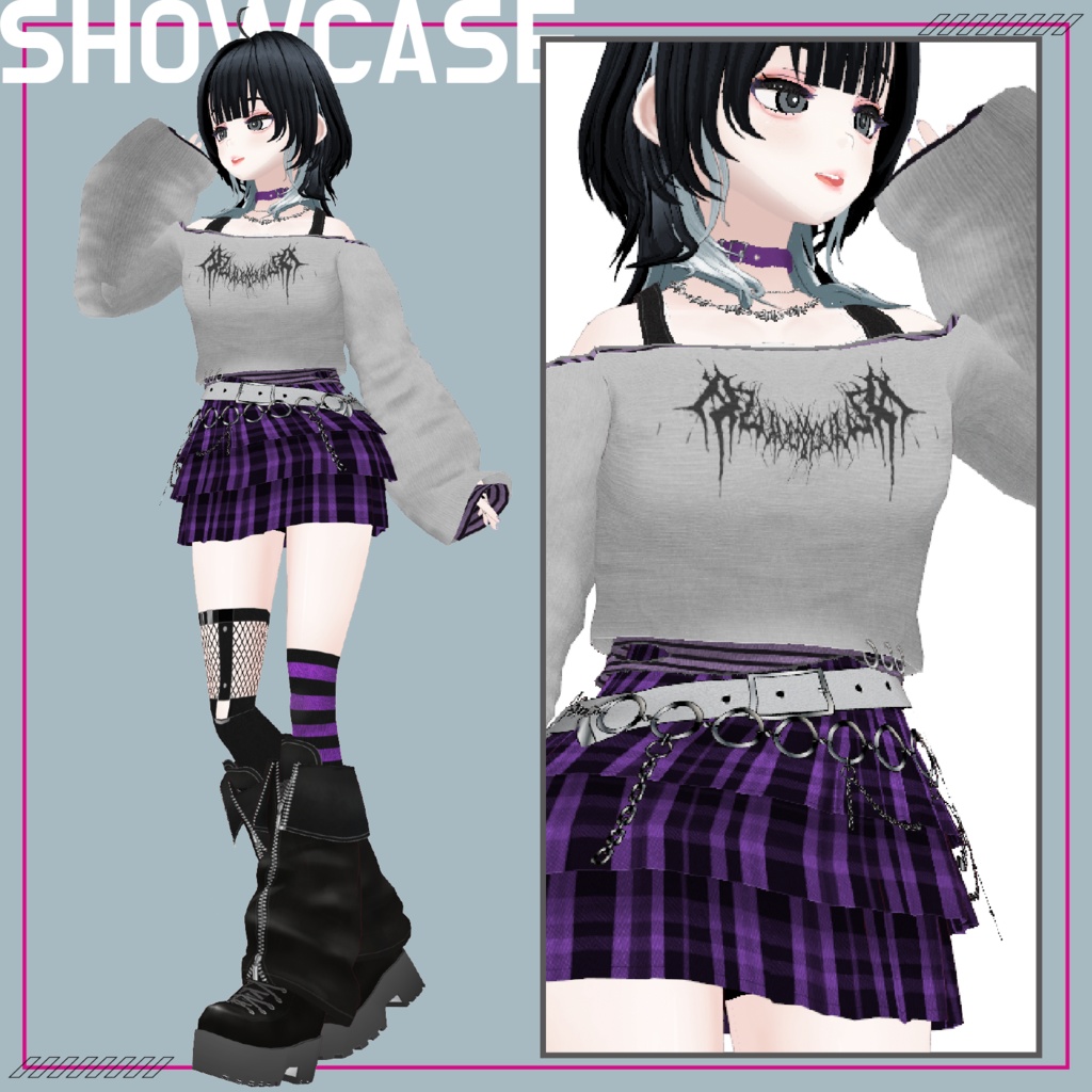 【VRoid】Street Girl Costume Set No.1 (ストリートガールセットアップ) texture & vroiditem #Azuver