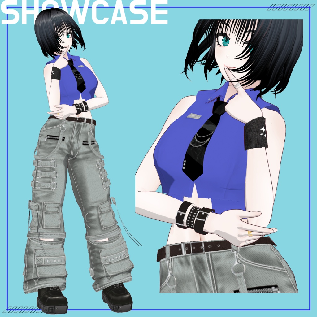 【VRoid】Street Girl Costume Set No.2 (ストリートガールセットアップ) texture & vroiditem #Azuver