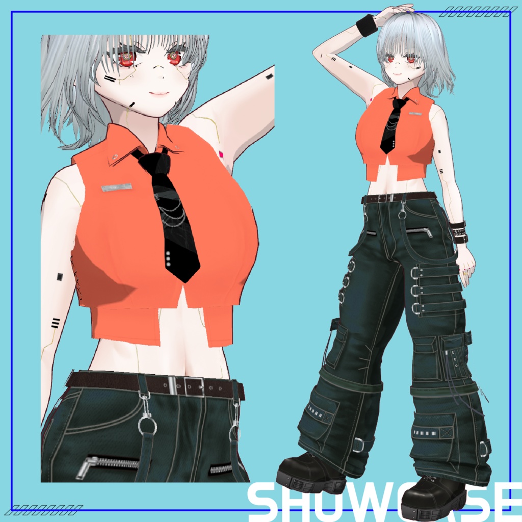 【VRoid】Street Girl Costume Set No.2 (ストリートガールセットアップ) texture & vroiditem #Azuver