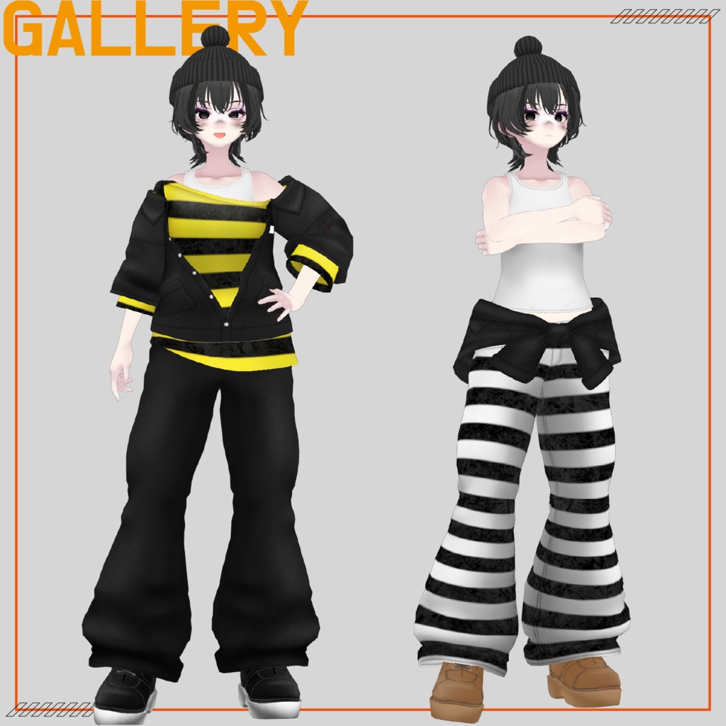 【無料あり】WHERE'S Striped One? (VRoid囚人服セット) + 3Dアクセサリ【VRoid】 #Azuver