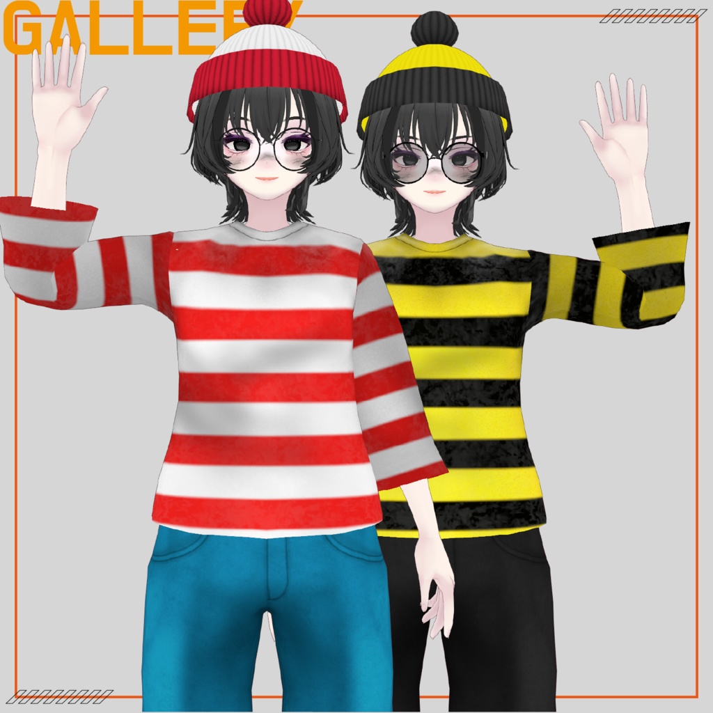 【無料あり】WHERE'S Striped One? (VRoid囚人服セット) + 3Dアクセサリ【VRoid】 #Azuver