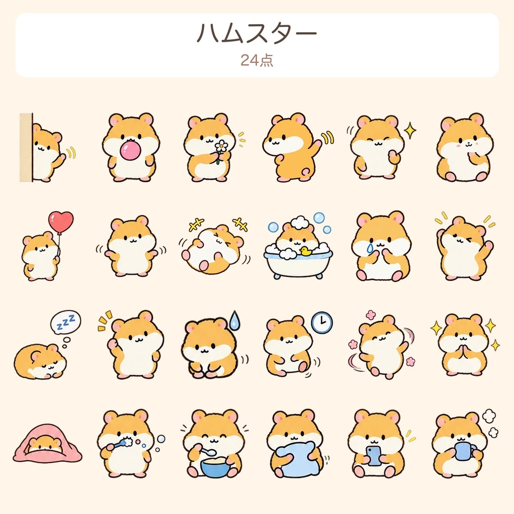 【透過PNG】やぎ・黒やぎ・ハムスターほか ゆるかわイラスト素材120点(動くAPNG付き)
