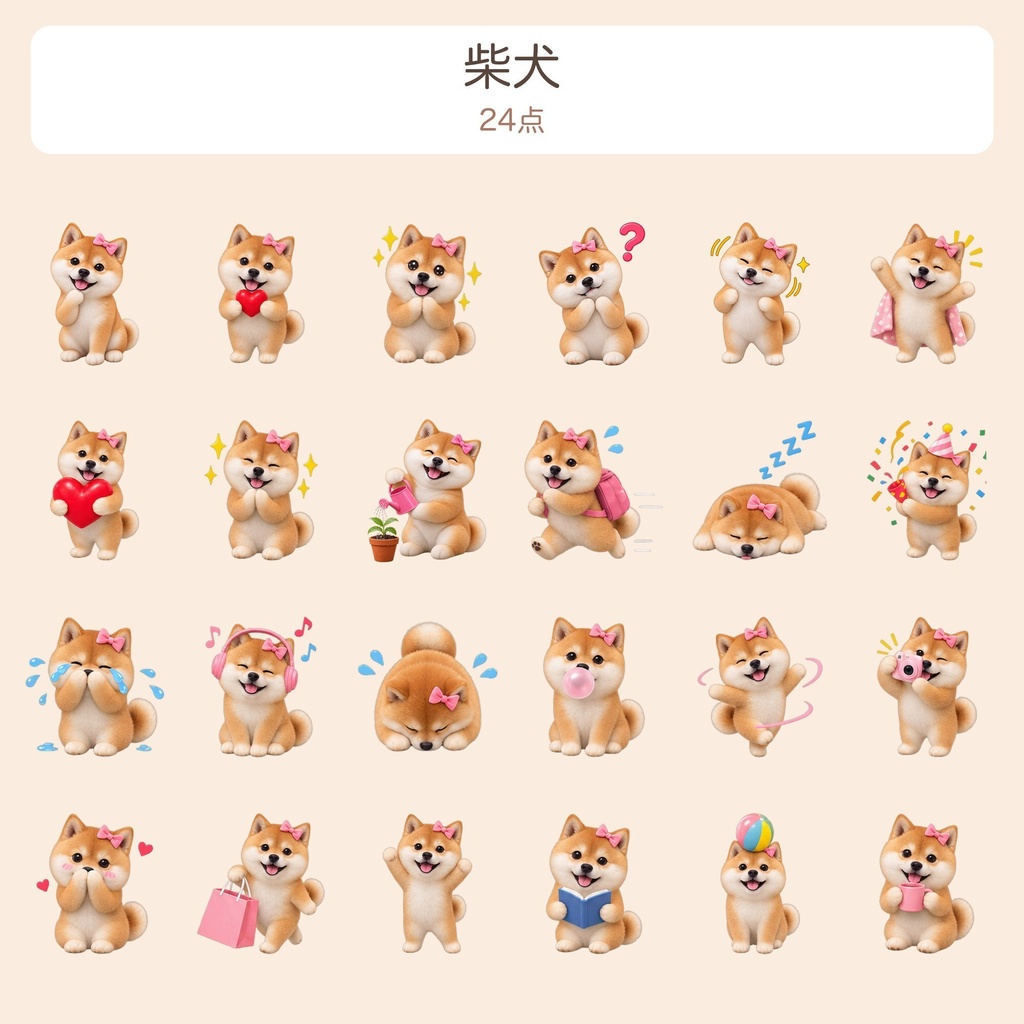 【透過PNG】柴犬・シーズー・ゴールドシーズーほか ゆるかわイラスト素材120点(動くAPNG付き)
