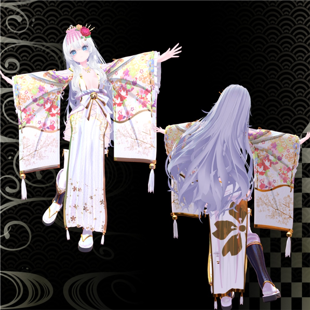 【6アバター対応】花鳥風月巫女ドレス【MA対応】