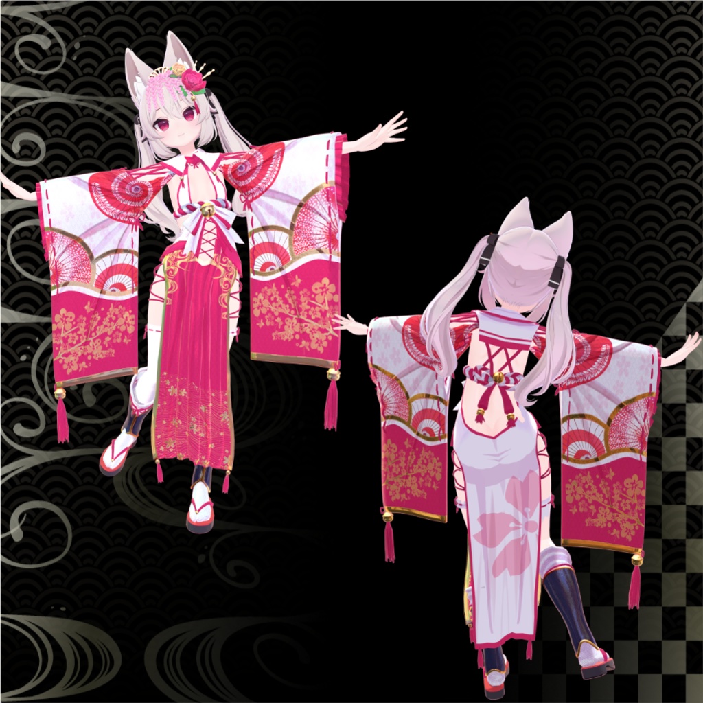 【6アバター対応】花鳥風月巫女ドレス【MA対応】