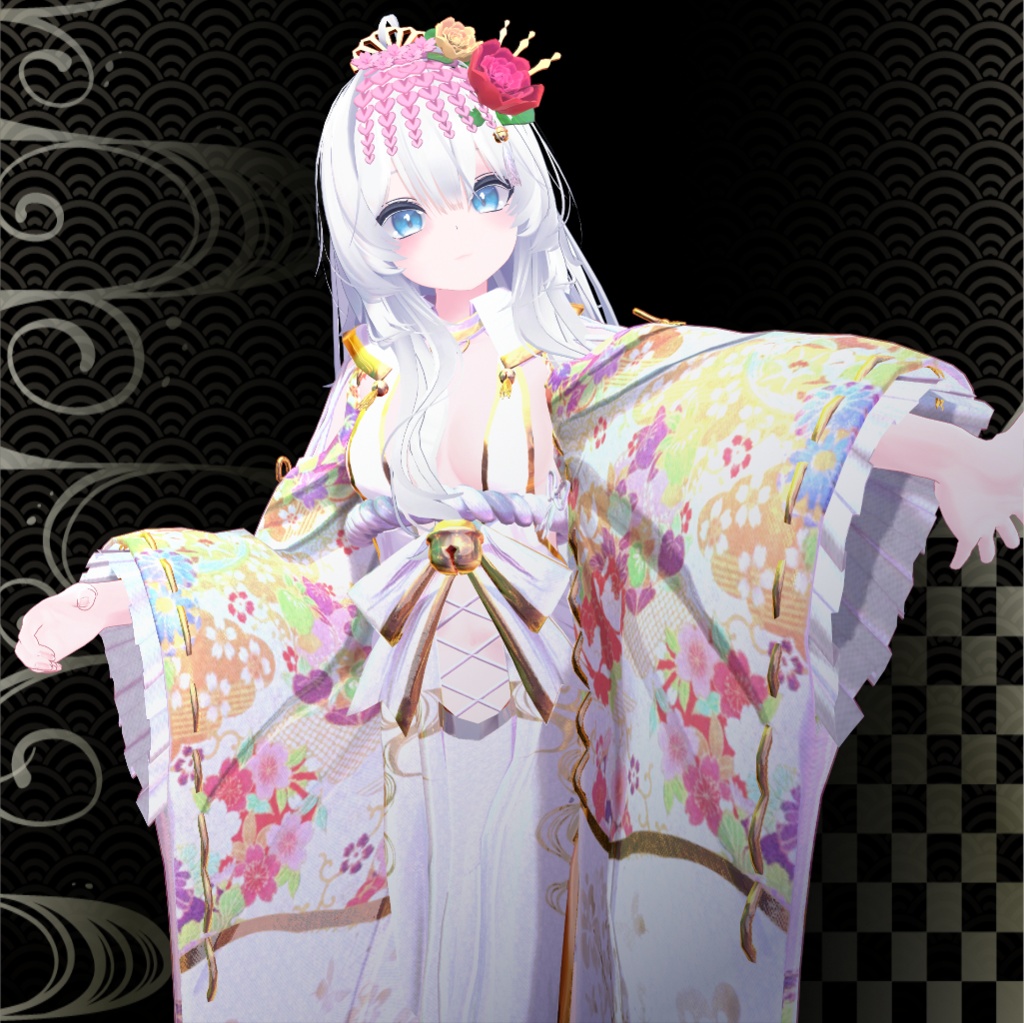 【6アバター対応】花鳥風月巫女ドレス【MA対応】