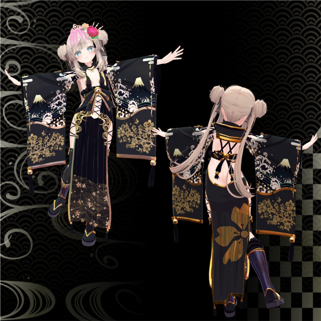 【6アバター対応】花鳥風月巫女ドレス【MA対応】