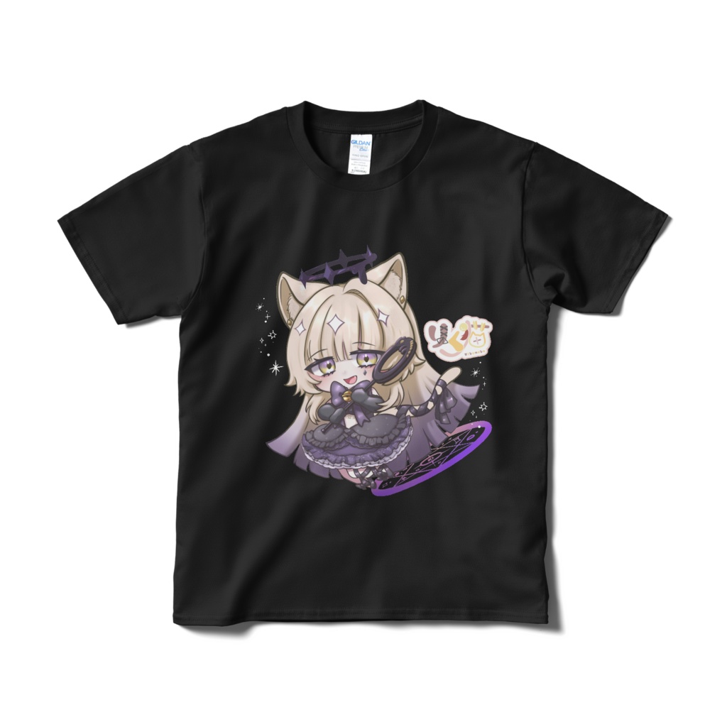 魔法少女りく猫Tシャツ黒