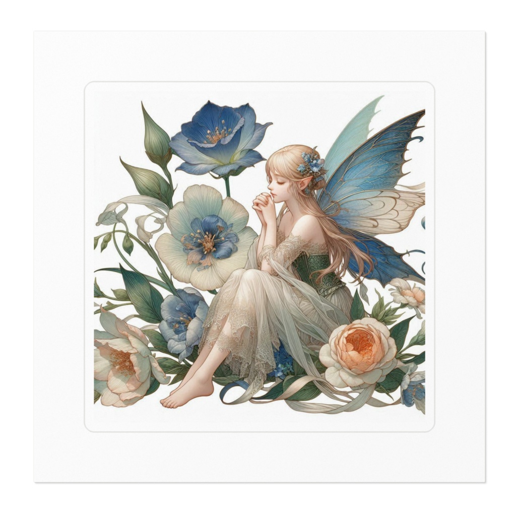 妖精さんとお花blue