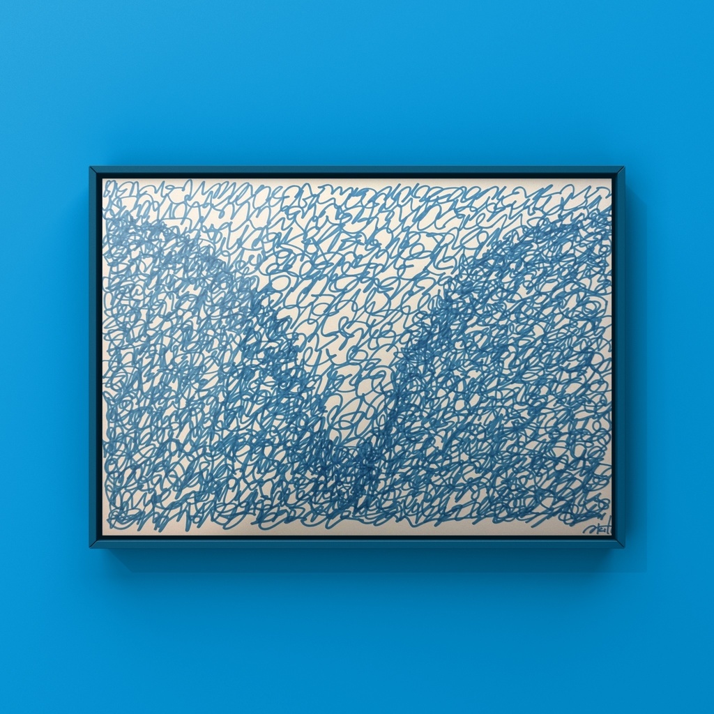 【ペン画アート】「Blue」 (一点もの / サイン入り)