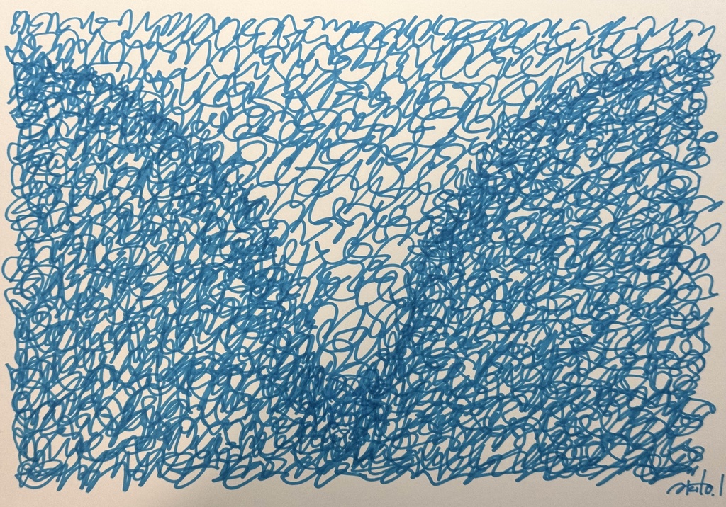 【ペン画アート】「Blue」 (一点もの / サイン入り)