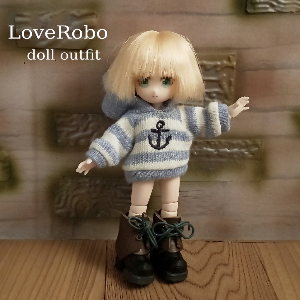 ＊オビツ11 イカリ柄フード付きトレーナー ドール服 ねんどろいどどーる＊