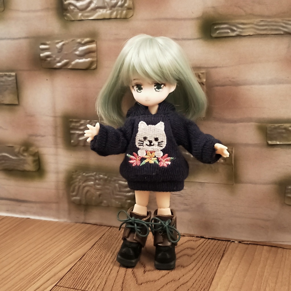 ＊オビツ11 花ネコ柄トレーナー ドール服 ねんどろいどどーる＊
